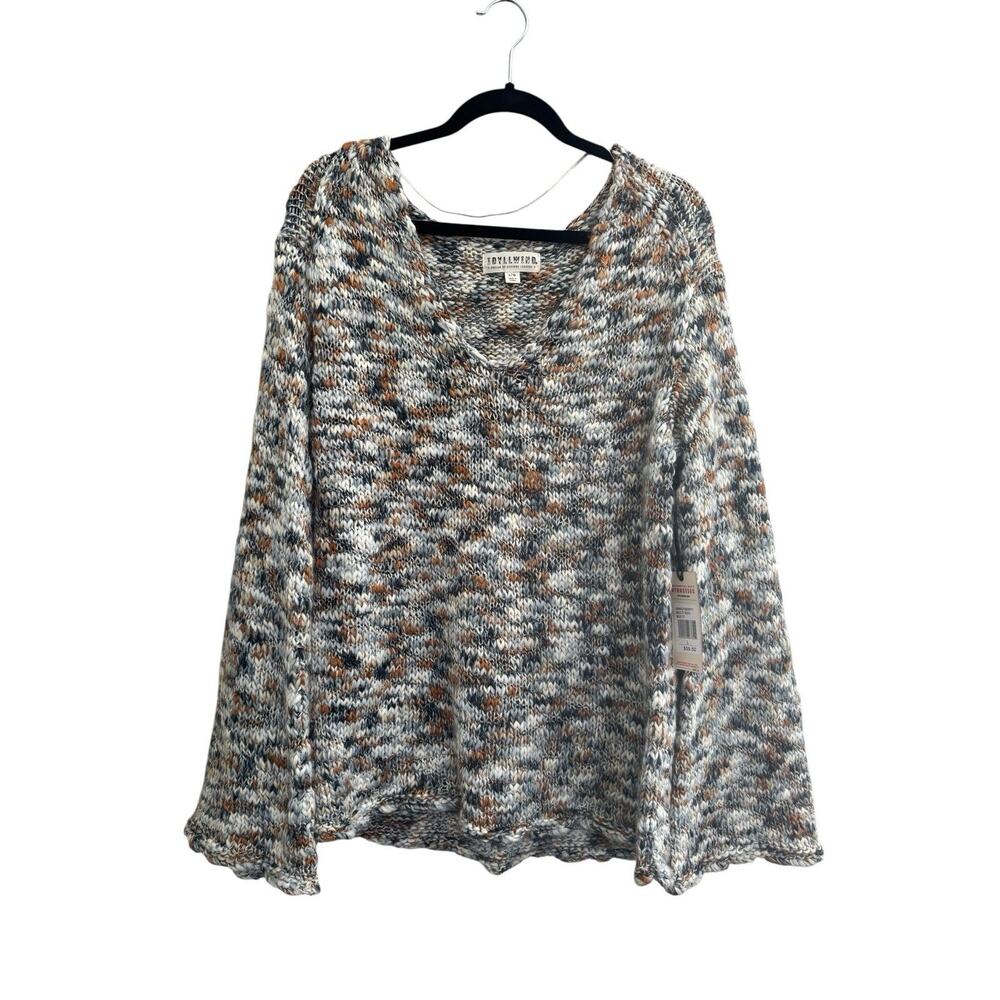 NWT IDYLLWIND by Miranda Large Southern Sweater Bell Sleeve Rust Silver #6581